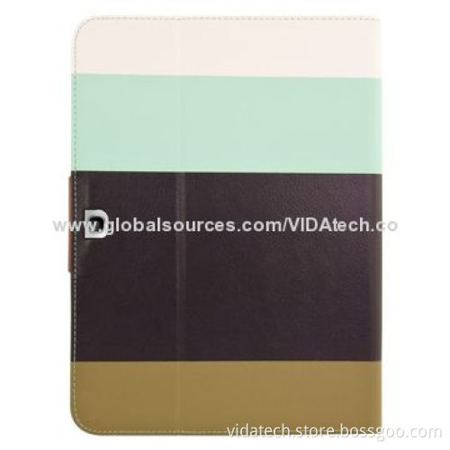 Strip Color with Credit Card Slot and Holder Leather Case for Samsung Galaxy Tab3 P5200